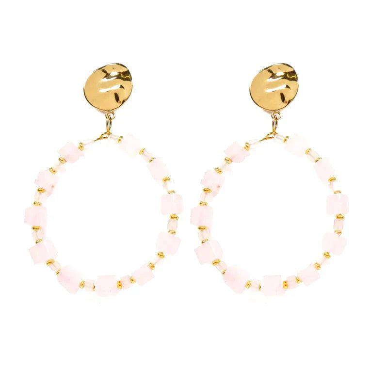 Boucles d'Oreilles Acier & Pierres Naturelles