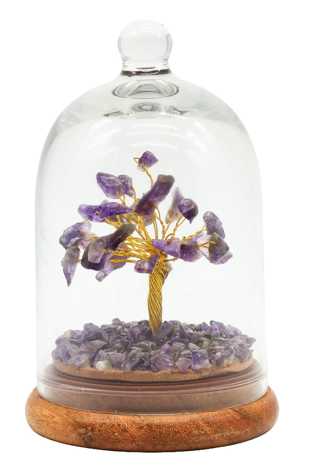 Arbre du Bonheur Améthyste sous Cloche 12cm – Pierre Naturelle & Harmonie Intérieure