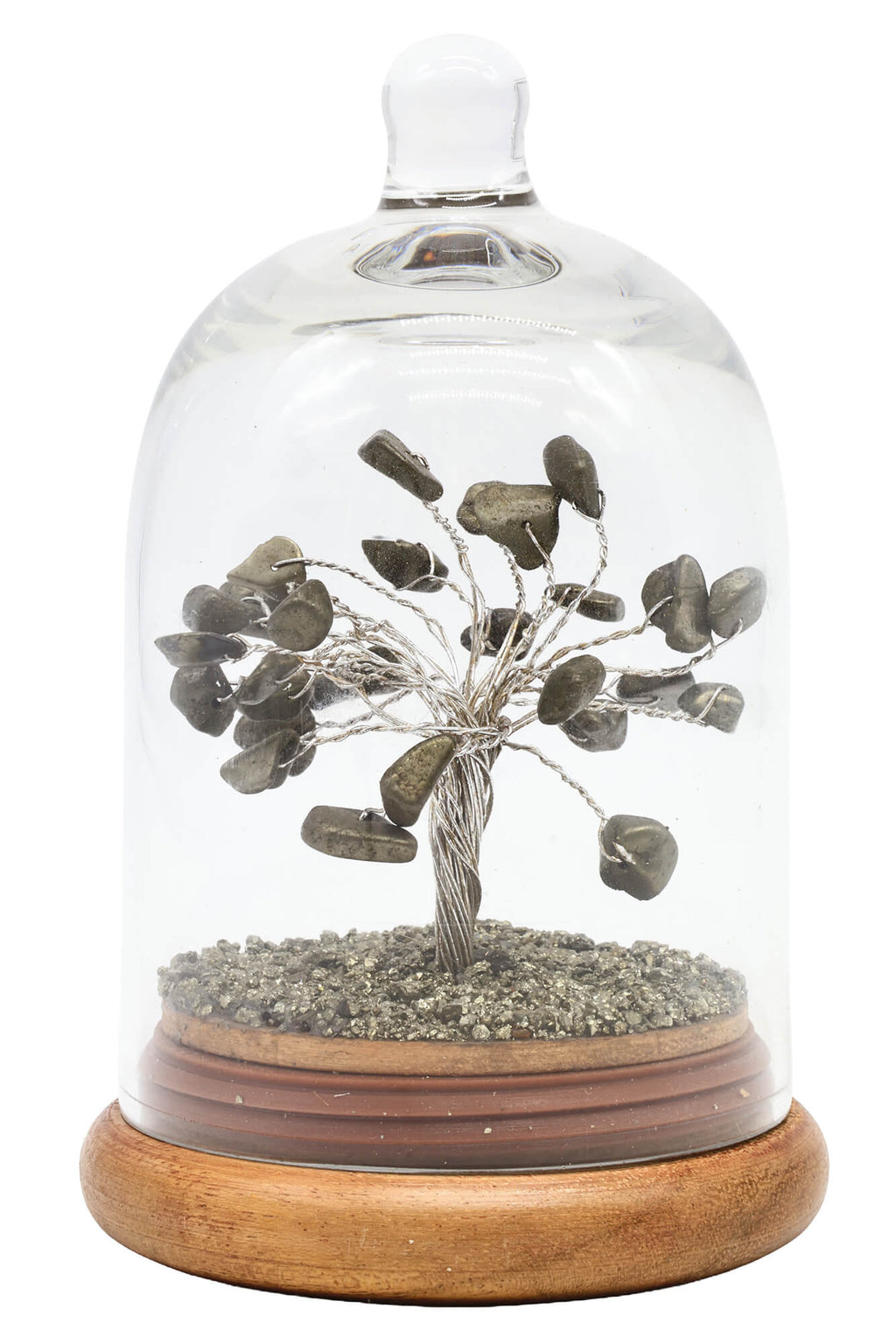 Arbre du Bonheur Pyrite sous Cloche 12cm – Or des Fous & Abondance Naturelle
