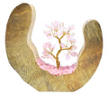 Arbre du Bonheur en Quartz Rose 17cm – Socle Bois de Manguier Design