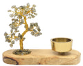 Arbre du Bonheur Labradorite + Bougeoir 17cm – Pierre Magique & Reflets Irisés Envoûtants