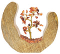 Arbre du Bonheur en Cornaline 17cm – Socle Bois de Manguier Design