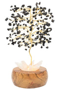 Arbre du Bonheur Lumineux en Tourmaline Noire – Socle Cristal de Roche Éclairé 28cm
