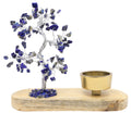 Arbre du Bonheur Lapis Lazuli + Bougeoir 17cm – Pierre Royale & Sagesse Illuminée