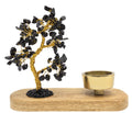 Arbre du Bonheur Tourmaline Noire + Bougeoir 17cm – Bouclier Absolu & Protection Illuminée
