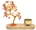 Arbre du Bonheur Cornaline + Bougeoir 17cm – Pierre de Vitalité & Flamme Naturelle