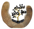Arbre du Bonheur en Tourmaline Noire 17cm – Socle Bois de Manguier Design