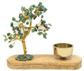 Arbre du Bonheur Aventurine Verte + Bougeoir 17cm – Pierre de Chance & Lumière Naturelle