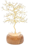 Arbre du Bonheur Lumineux Cristal de Roche 25cm – Base Éclairée & Socle Acacia