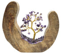 Arbre du Bonheur en Améthyste 17cm – Socle Bois de Manguier Design