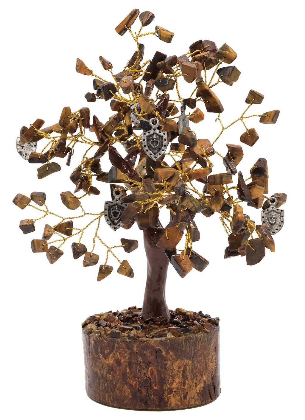 Arbre du Bonheur Œil de Tigre & Bouclier 160 Pierres – Protection, Force & Courage