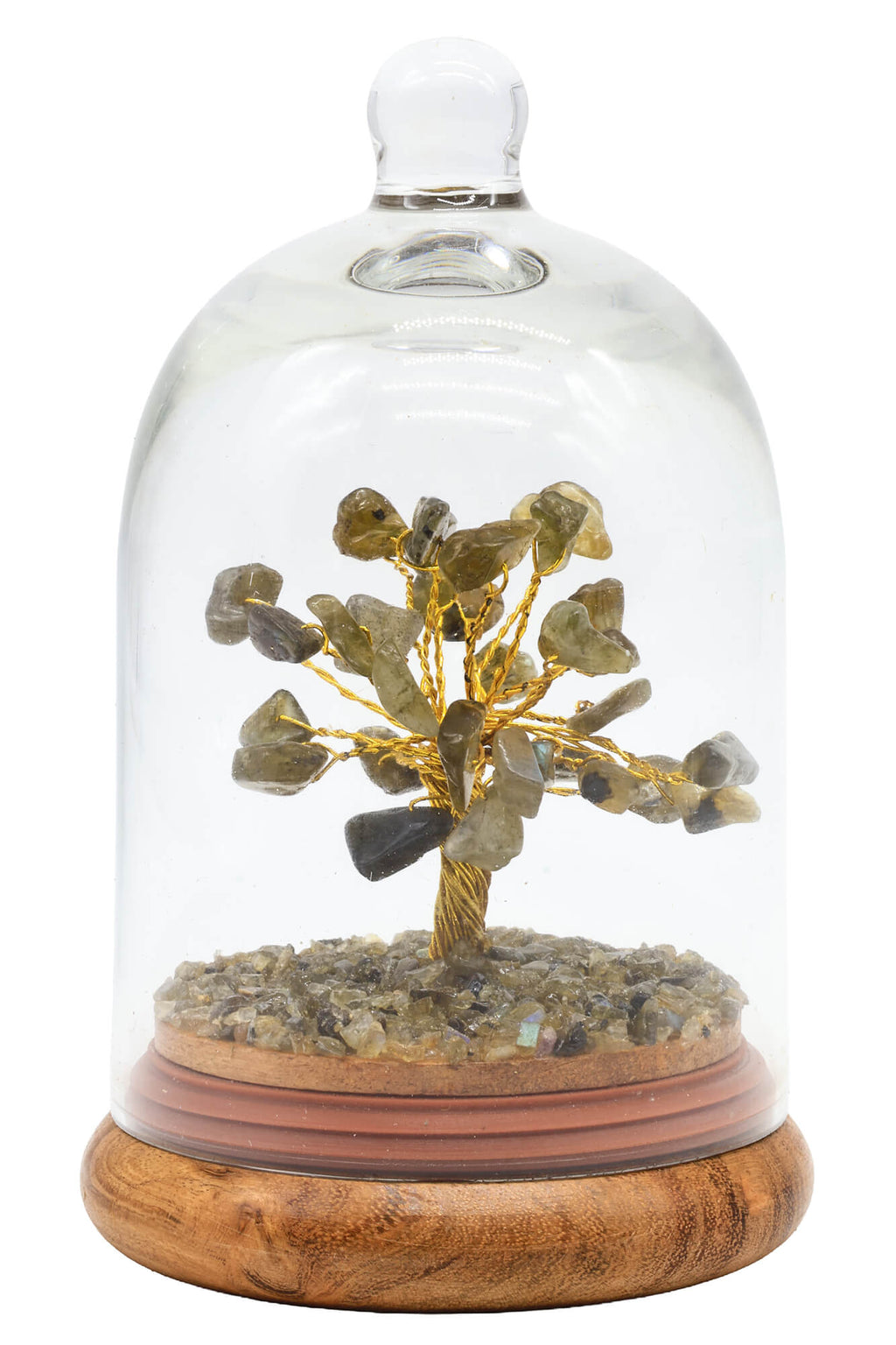 Arbre du Bonheur Labradorite sous Cloche 12cm – Pierre Magique & Protection Spirituelle