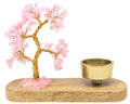 Arbre du Bonheur Quartz Rose + Bougeoir 17cm – Pierre de l’Amour & Douceur Illuminée