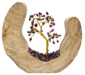 Arbre du Bonheur en Grenat 17cm – Socle Bois de Manguier Design