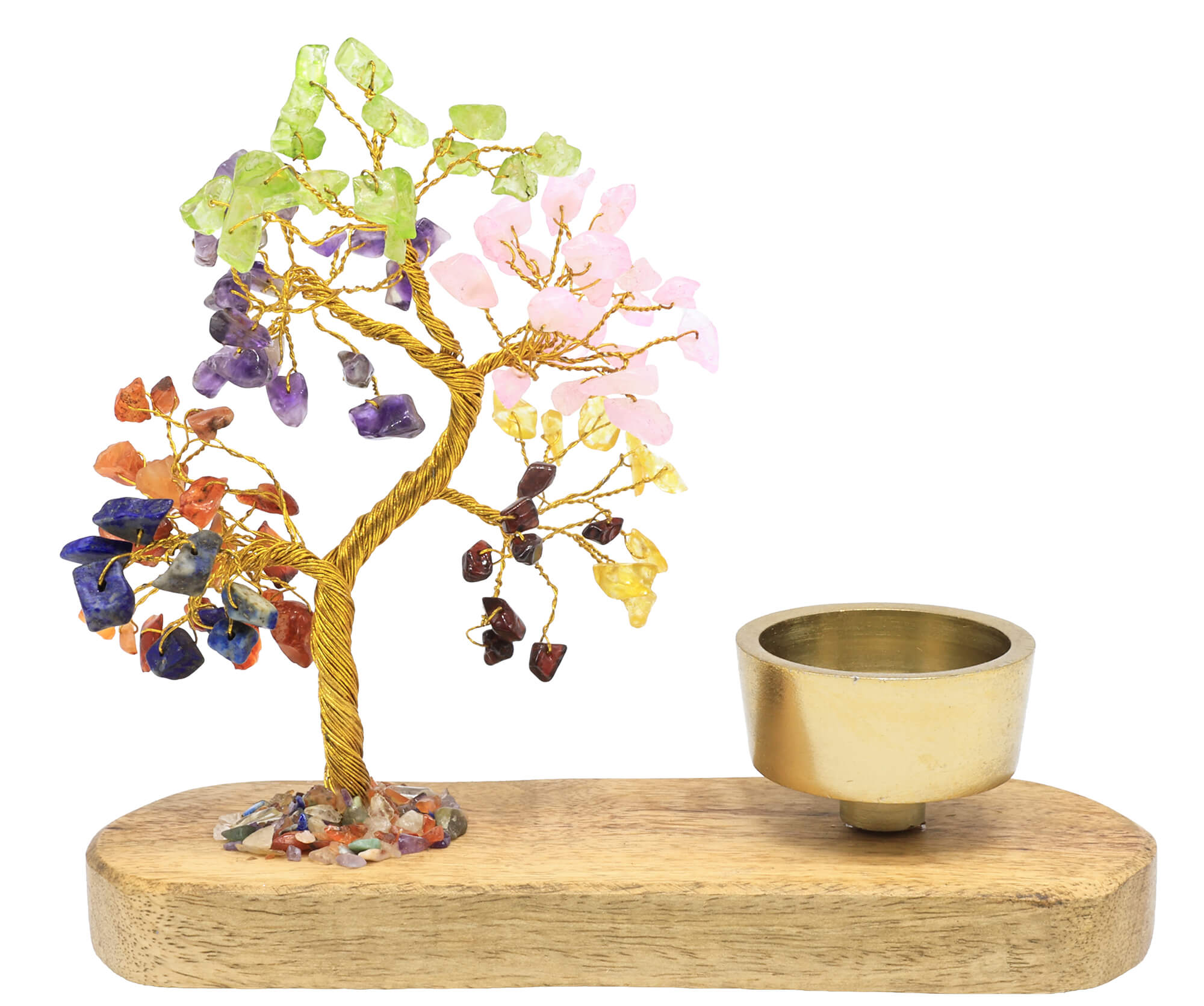 Arbre du Bonheur 7 Chakras + Bougeoir 17cm – Équilibre Total & Harmonie Naturelle