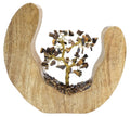 Arbre du Bonheur en Œil de Tigre 17cm – Socle Bois de Manguier Design