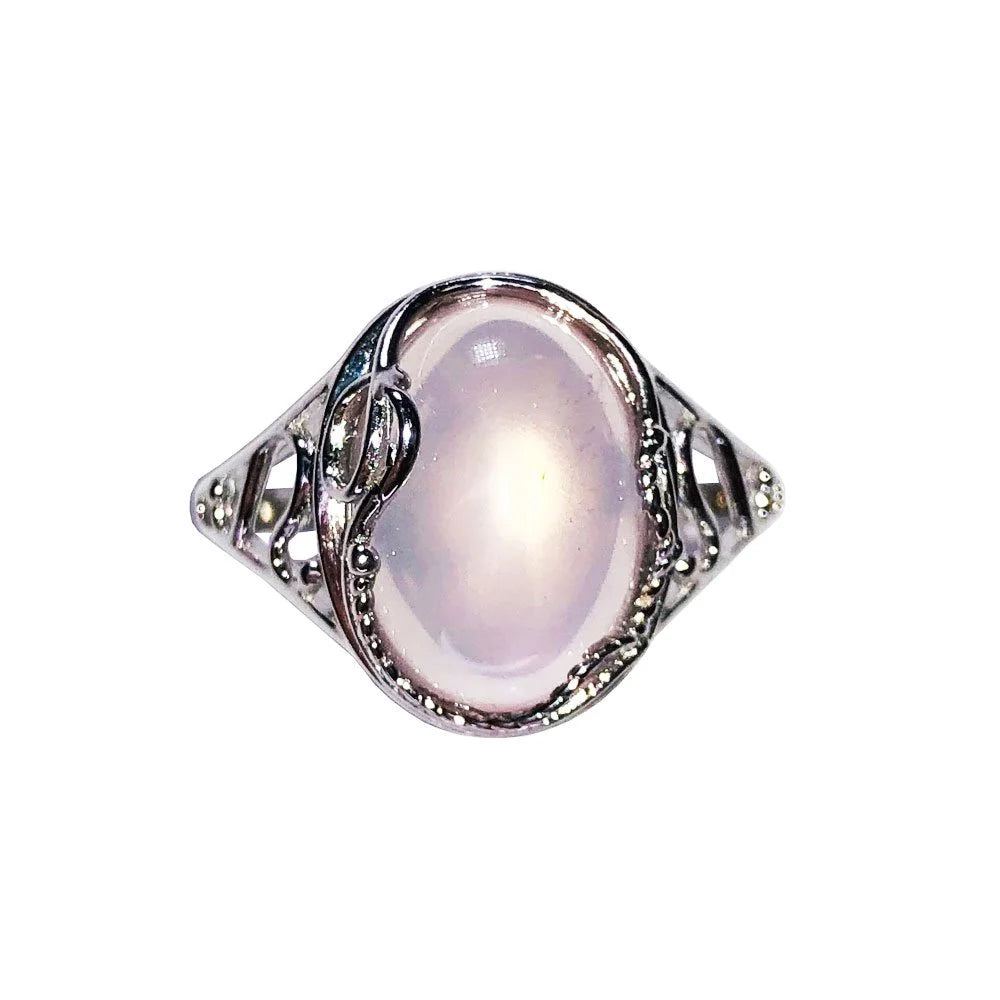 Bague Quartz Rose "Capucine" en Argent 925 – Cabochon Ovale