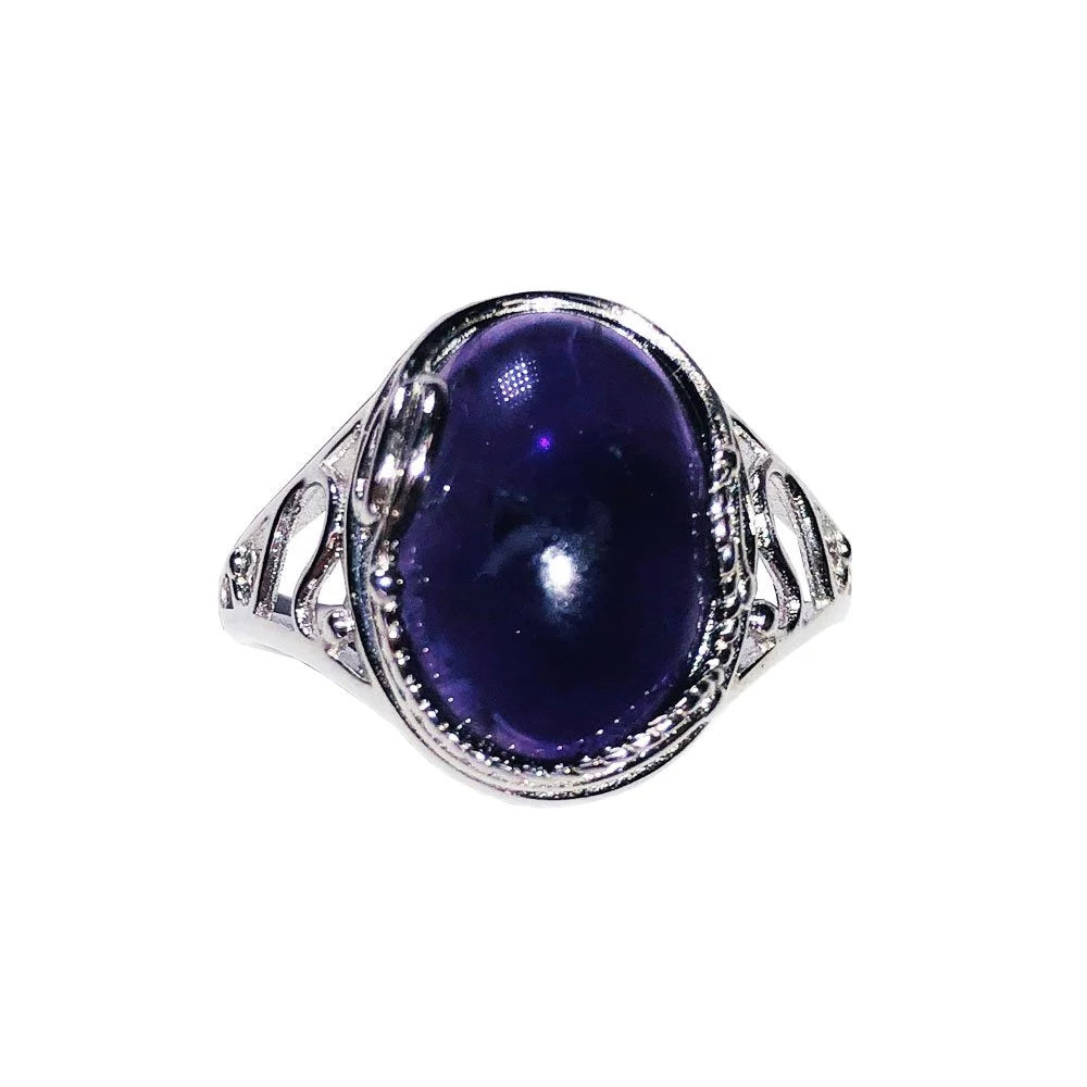 Bague Améthyste "Capucine" en Argent 925 – Cabochon Ovale