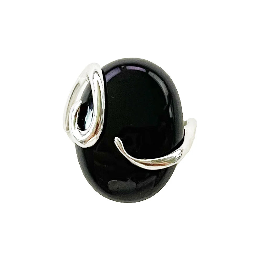 Bague Onyx "Océane" en Argent 925 – Cabochon Ovale | Pierre Naturelle