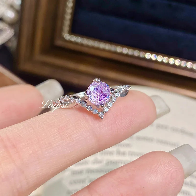 * Bague Cuivre avec motif feux d'Artifices et Incrustation Pierre Naturelle Violette Réglable