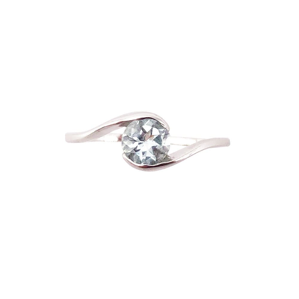 Bague Aigue-Marine Doriane – Argent 925 Cabochon Rond Facetté | Lithothérapie