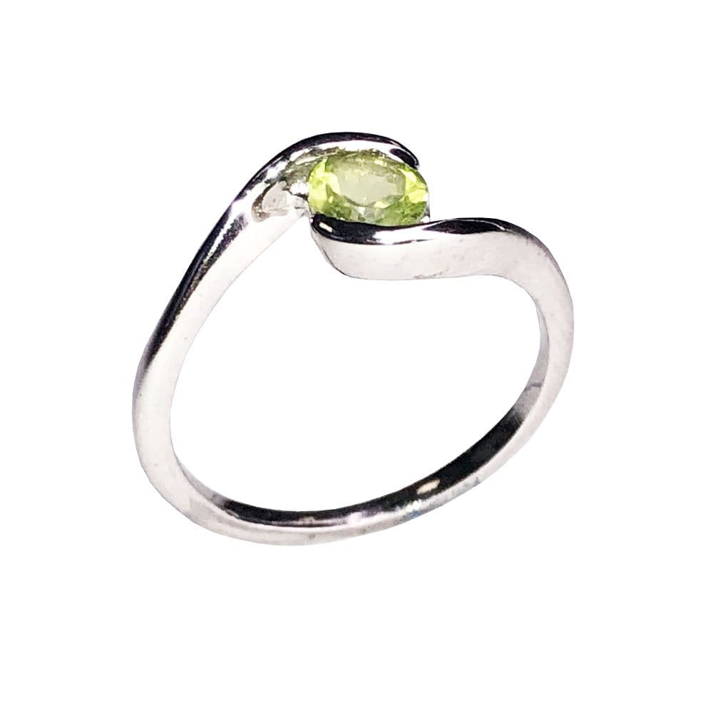 Bague Péridot "Doriane" en Argent 925 – Cabochon Rond Facetté