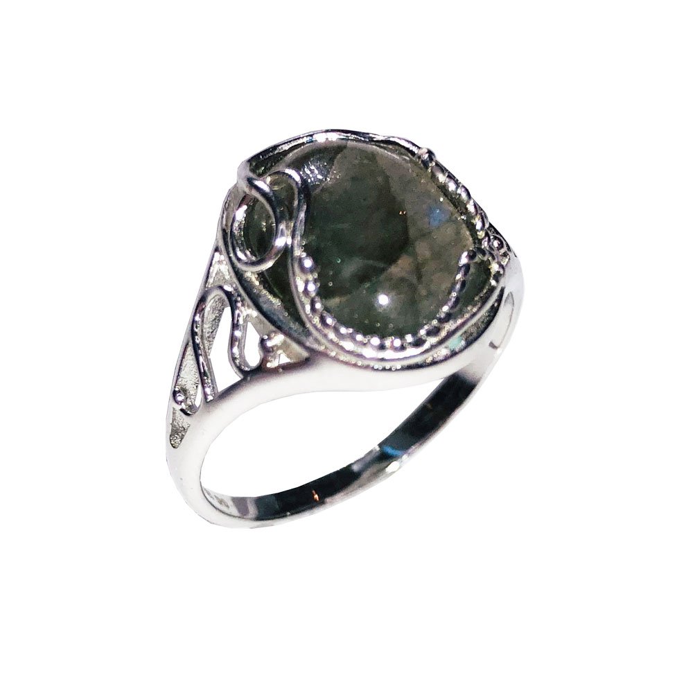 Bague Labradorite Capucine – Argent 925 Cabochon Ovale | Pierre Arc-en-Ciel