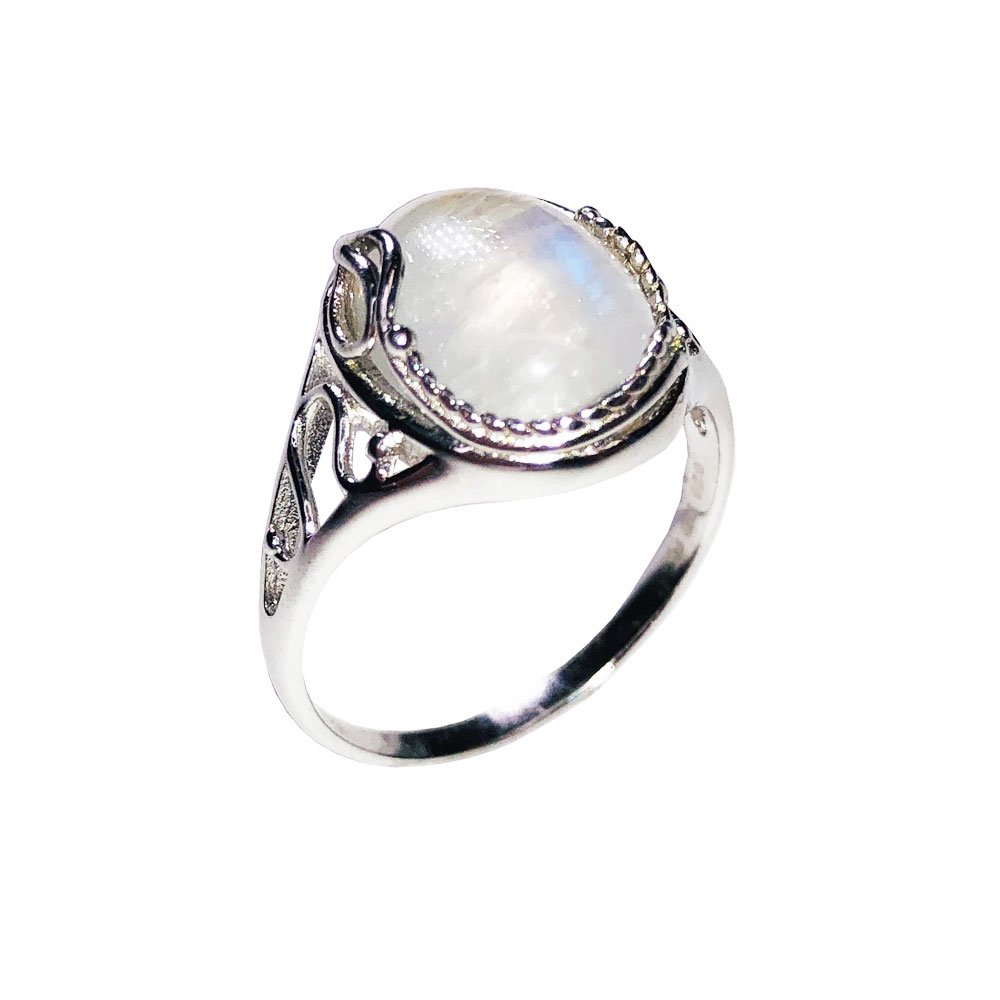 Bague Pierre de Lune Capucine – Argent 925 Cabochon Ovale | Lithothérapie