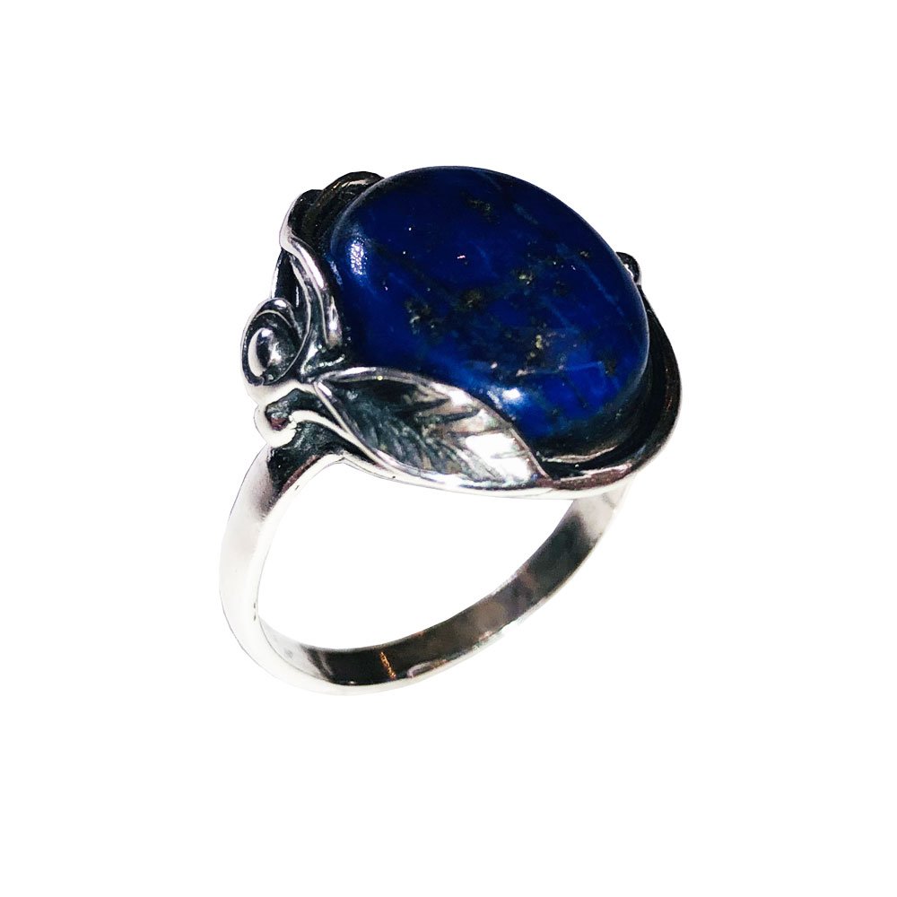 Bague Lapis-Lazuli "Justine" – Argent 925 | Cabochon Ovale Voûte Céleste Ajustable