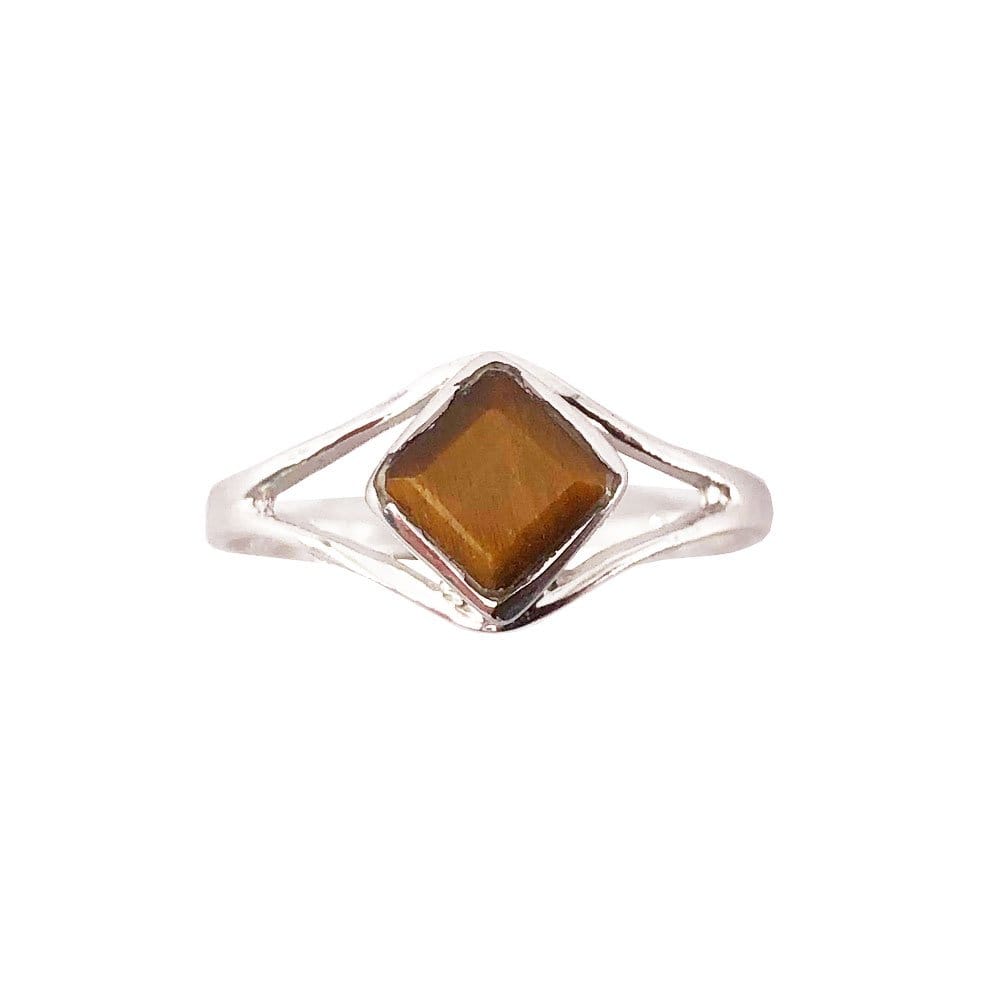 Bague Œil de Tigre "Elisabeth" – Argent 925 | Cabochon Carré Pierre de Force & Vitalité