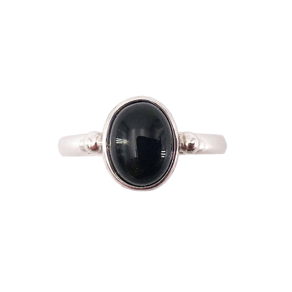 Bague Onyx Noir "Camille" en Argent 925 – Cabochon Ovale