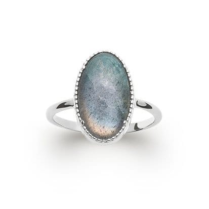 Bague Labradorite "Judith" – Argent 925 | Cabochon Ovale Reflets Aurores Boréales