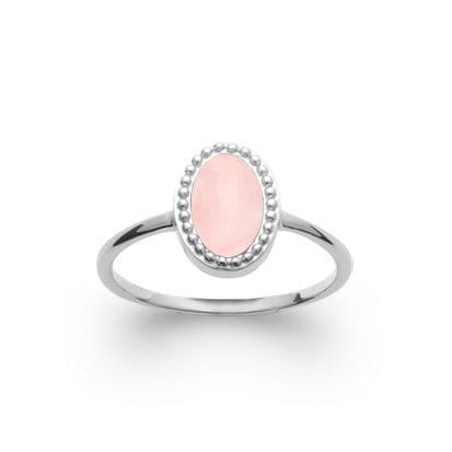 Bague Quartz Rose "Alexandra" en Argent 925 | Cabochon Ovale – Pierre de l'Amour et de la Sérénité