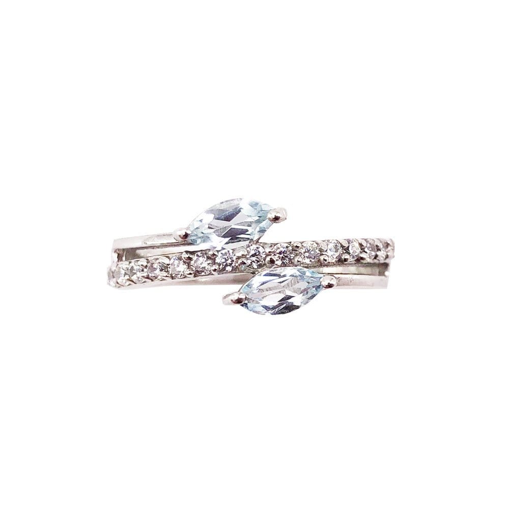 Bague Topaze Bleue "Valentine" – Argent 925 | Cabochon Losange Pierre Rare