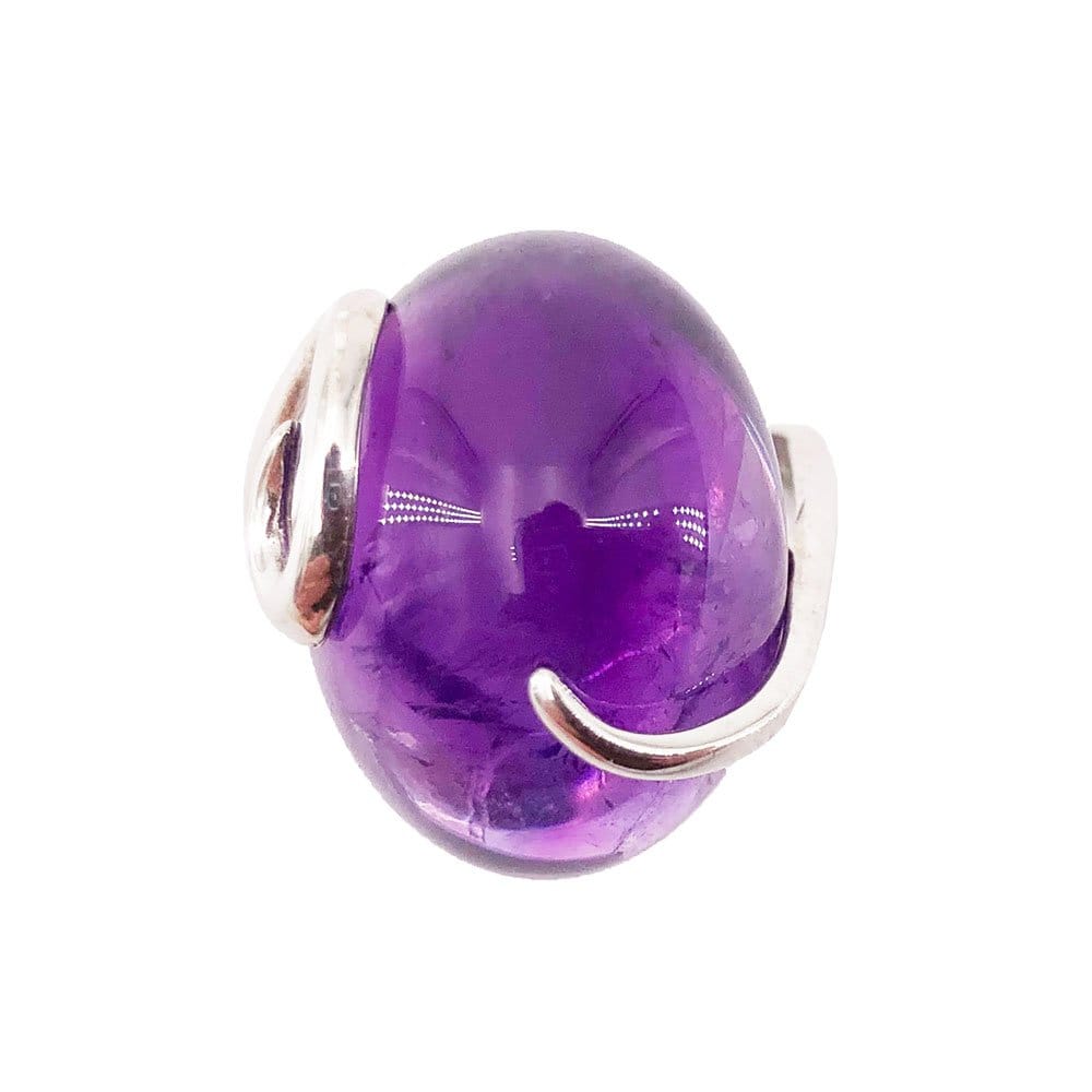 Bague Améthyste "Océane" en Argent 925 | Cabochon Ovale – Pierre de Sagesse et de Spiritualité