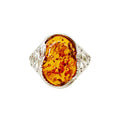 Bague Ambre "Capucine" en Argent 925 | Cabochon Ovale – Résine Fossilisée aux Vertus Apaisantes