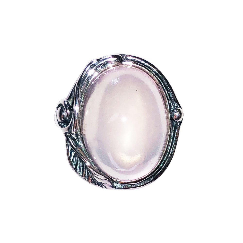Bague Quartz Rose "Justine" | Argent 925 | Cabochon Ovale | Pierre Naturelle