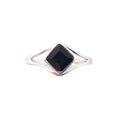 Bague Onyx Noir "Elisabeth" – Argent 925 | Cabochon Carré Pierre de Protection