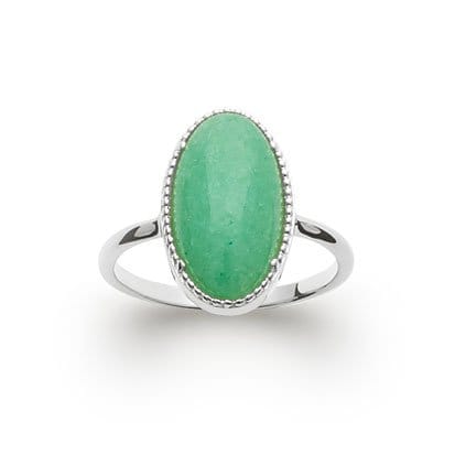 Bague Aventurine "Judith" – Argent 925 | Cabochon Ovale Pierre Impériale Verte