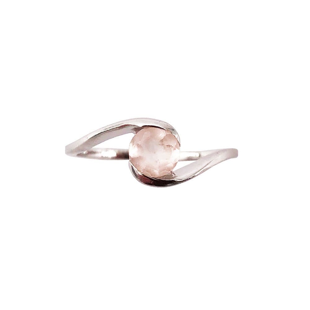 Bague Quartz Rose "Doriane" en Argent 925 – Cabochon Rond Facetté