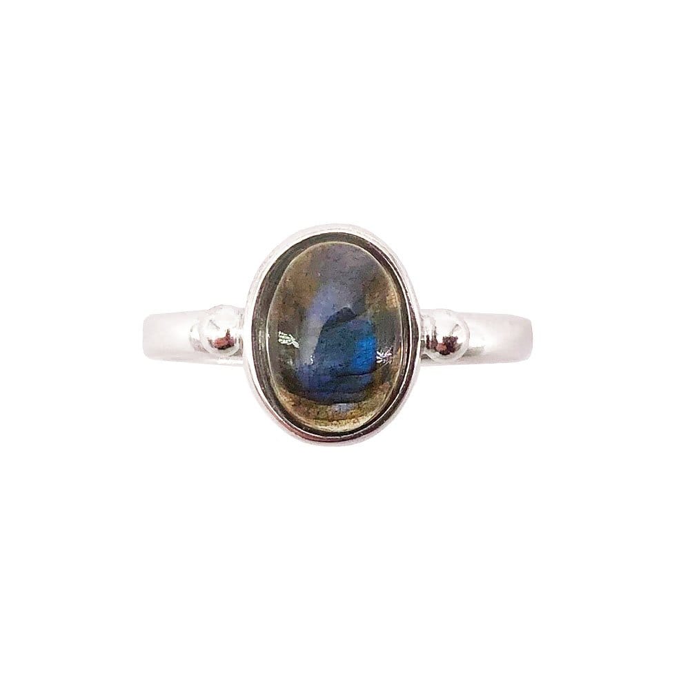Bague Labradorite "Camille" en Argent 925 – Cabochon Ovale