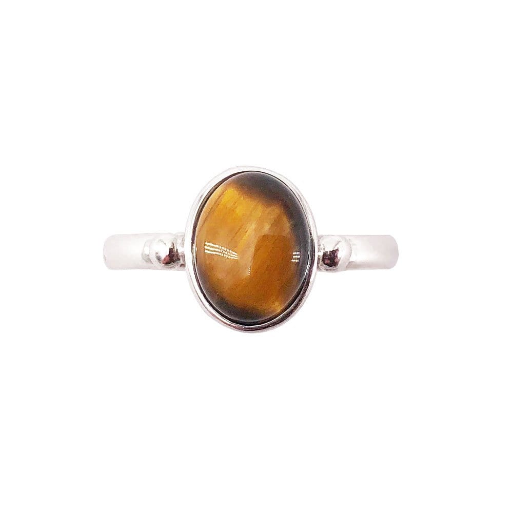 Bague Oeil de Tigre "Camille" en Argent 925 – Cabochon Ovale