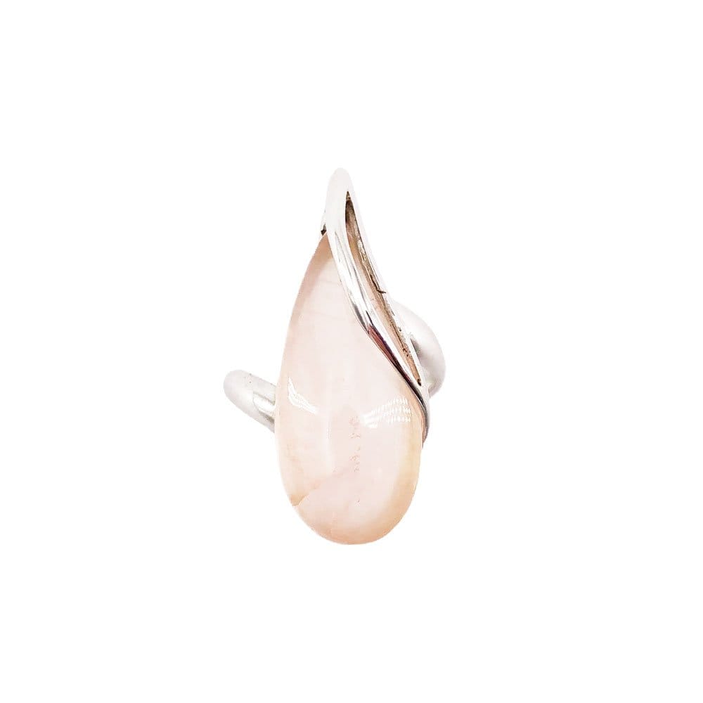 Bague Quartz Rose "Colombe" – Argent 925 | Cabochon Goutte Pierre d'Amour Universel