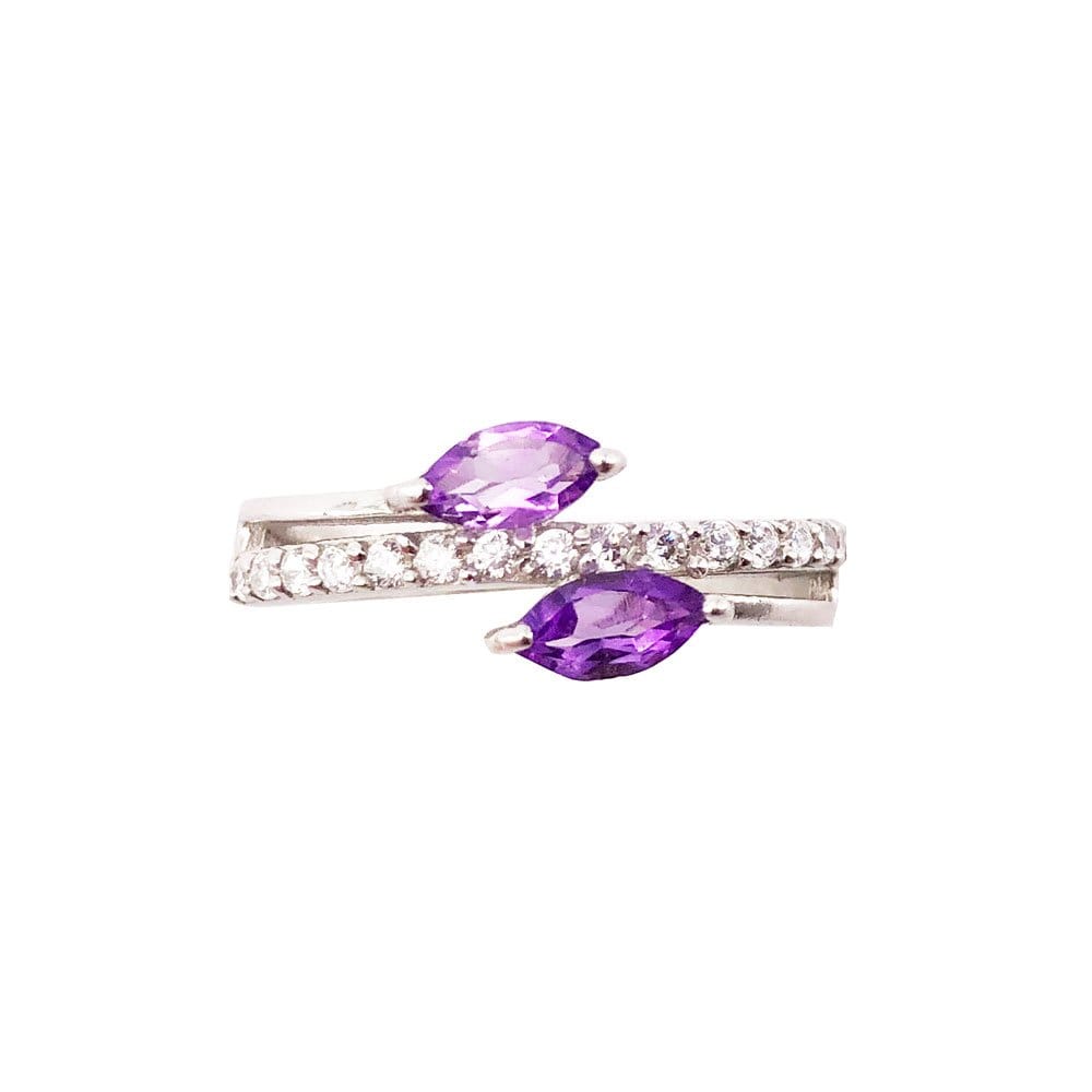Bague Améthyste "Valentine" – Argent 925 | Cabochon Losange Quartz Violet Royal