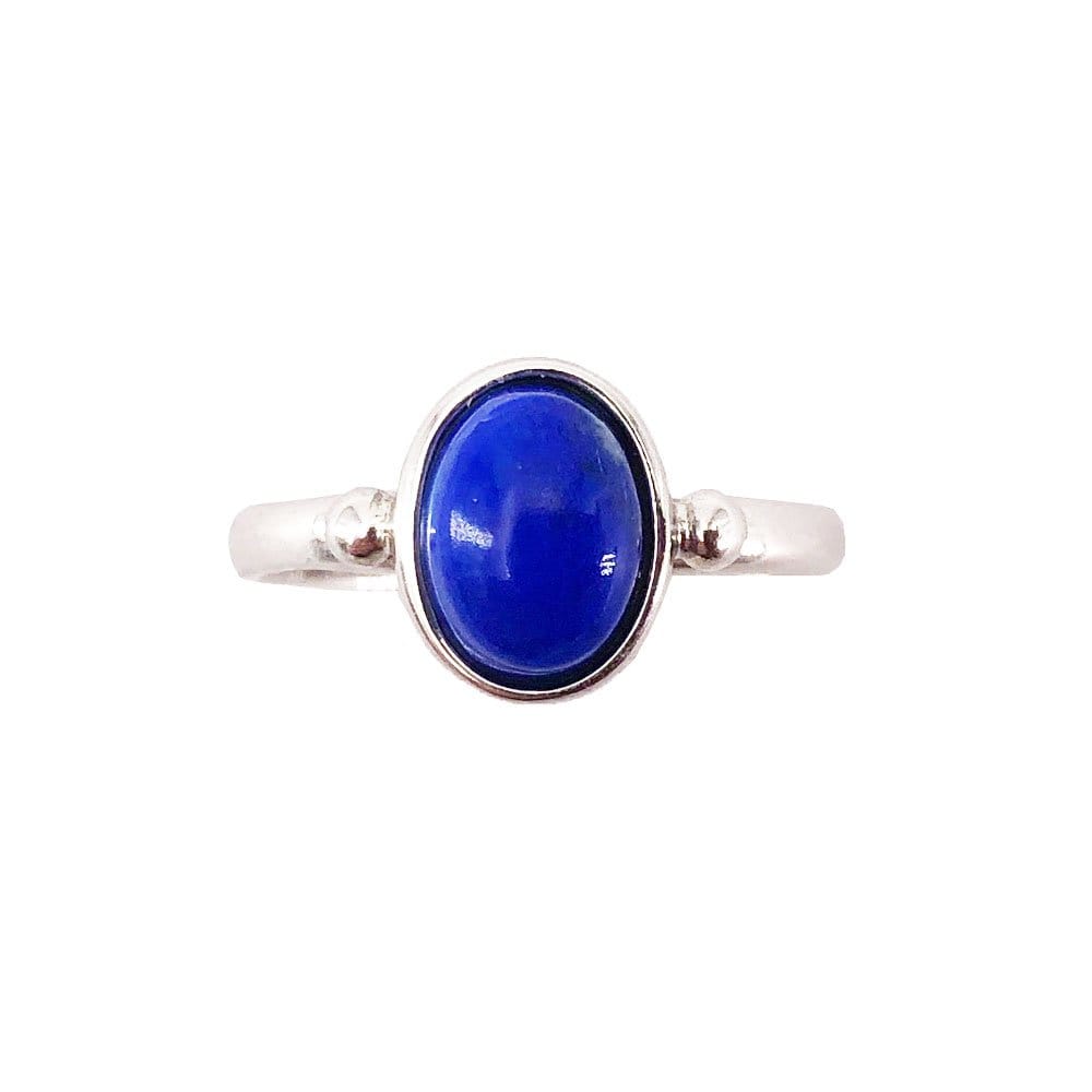 Bague Lapis-Lazuli "Camille" – Argent 925 | Cabochon Ovale Pierre Bleue Indigo
