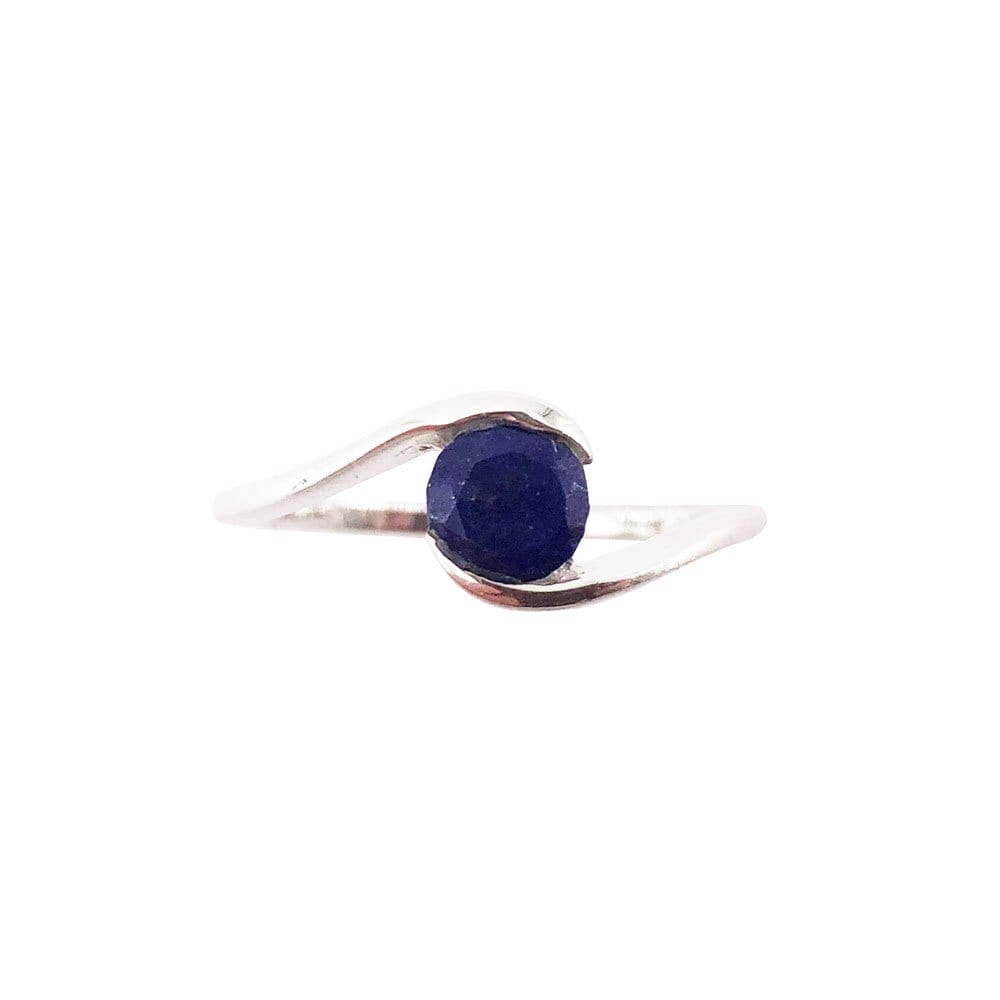 Bague Lapis-Lazuli "Doriane" en Argent 925 | Cabochon Rond Facetté – Pierre Bleue de Sagesse