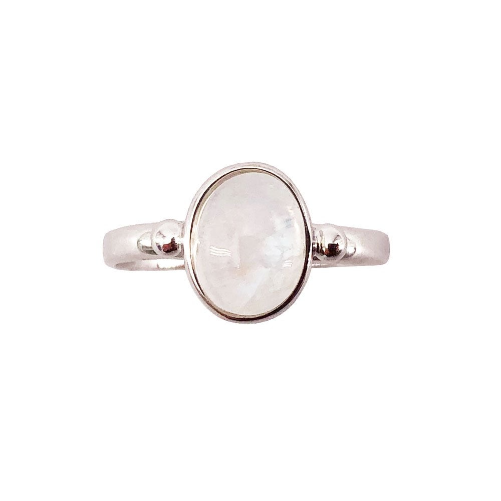 Bague Pierre de Lune "Camille" en Argent 925 – Cabochon Ovale