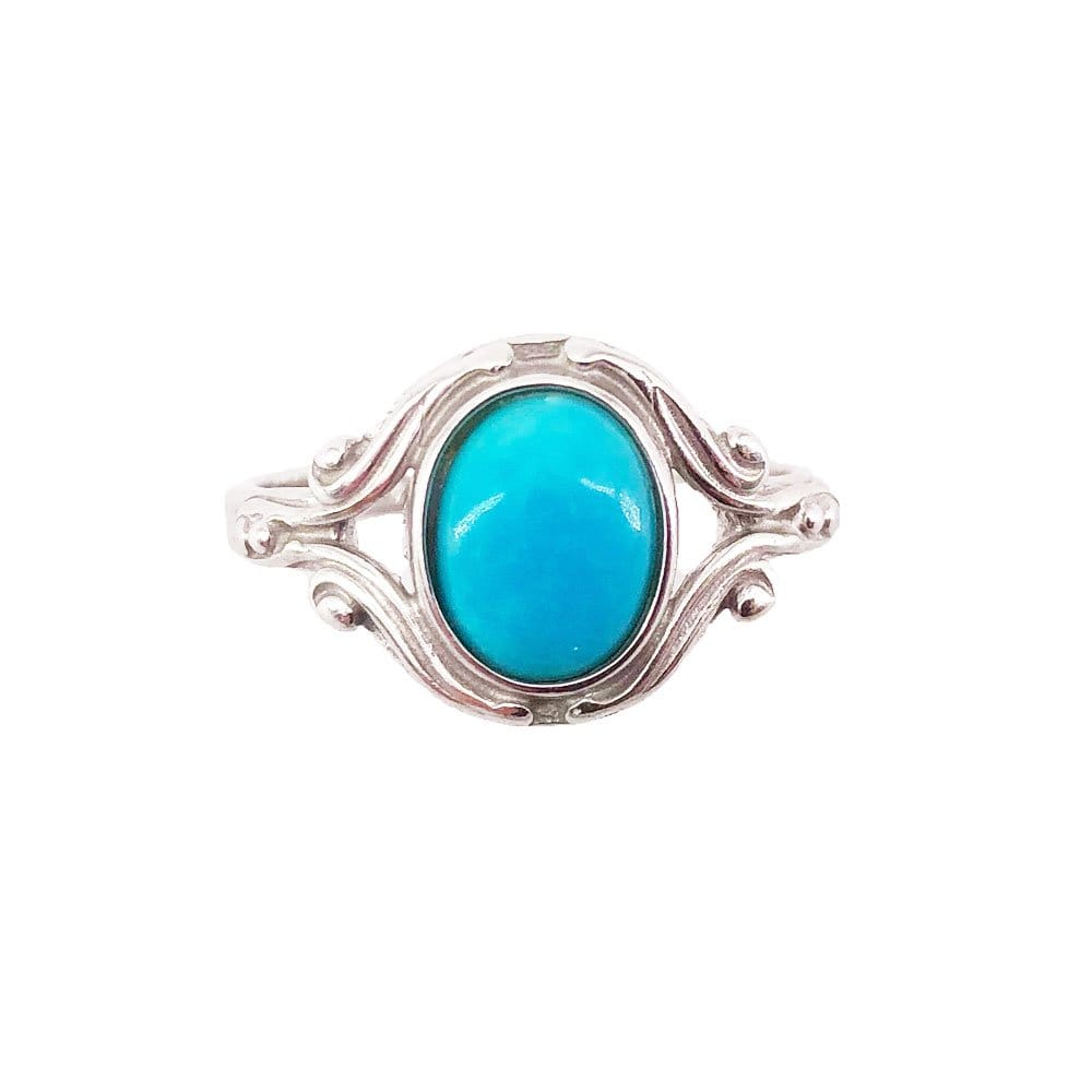 Bague Turquoise "Honorine" – Argent 925 | Cabochon Ovale Bleu Lagon Pierre Turque