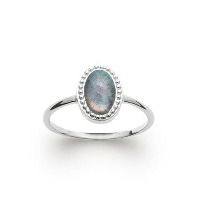 Bague Labradorite "Alexandra" en Argent 925 – Cabochon Ovale