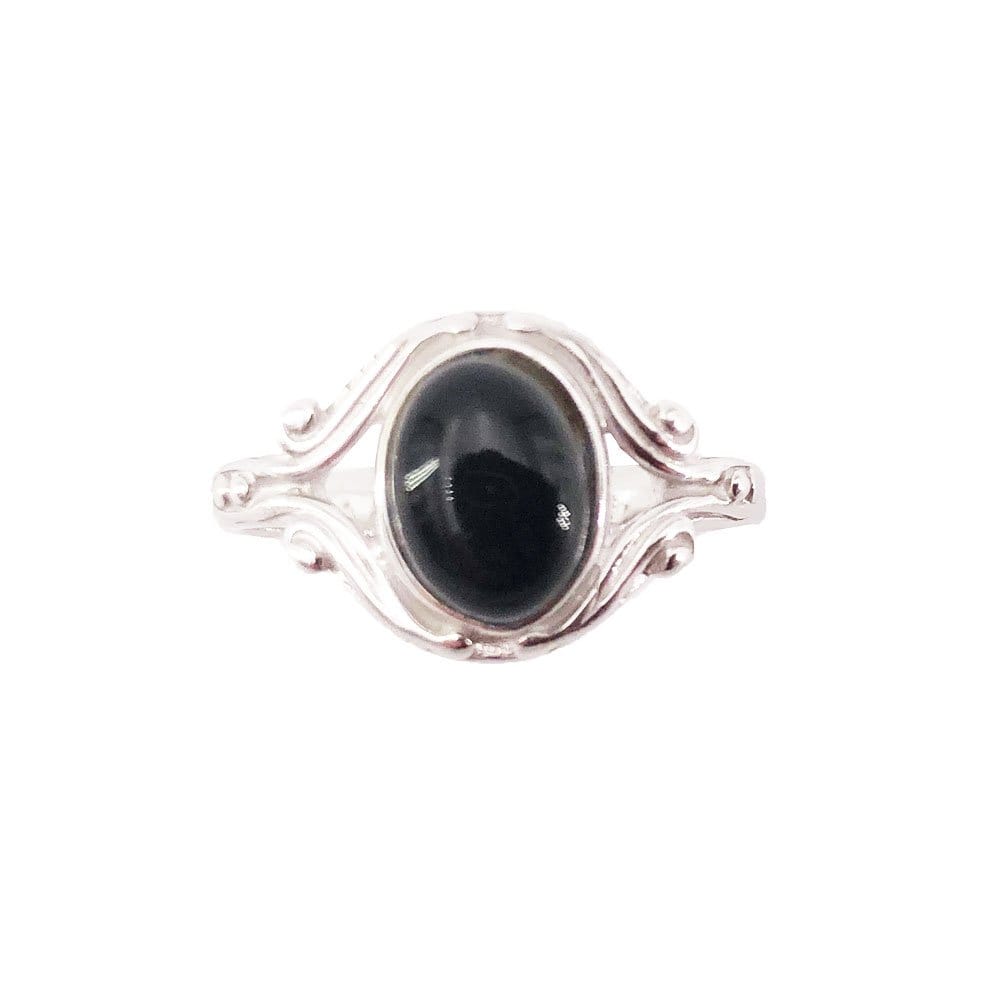 Bague Onyx Noir "Honorine" – Argent 925 | Cabochon Ovale Pierre Ancêtro-Royale
